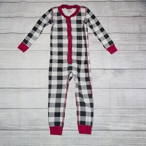 4 Hanna Andersson Plaid One Piece Long John Pajamas